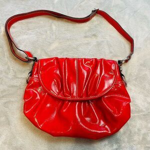 Style & Co Faux Patent Leather Handbag Purse Hobo Apple Red Adjustable Crossbody